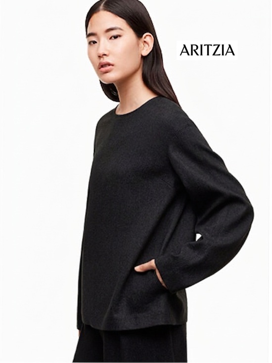 Babaton Tops - ARITZIA Babaton 1-01 Palermo Wool Cashmere Top Black Oversized Minimalist Blouse